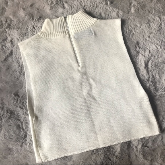 Vintage Specialty House creamy sleeveless crop turtleneck free size preppy - Picture 2 of 5